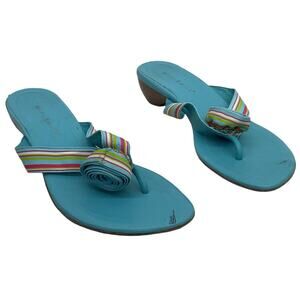 Willi Smith Blue Leather Thong Sandals 7.5 - Preowned Womens